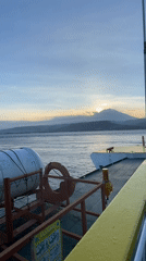 Ferry passenger captures sunrise and safety equipment in Indonesia