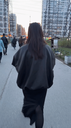 Evening street activity captured in Murino, Russia