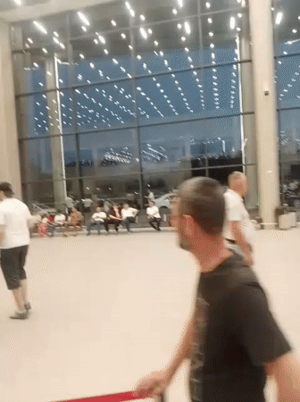 Inside a large Tashkent terminal late at night