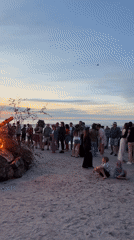 Latvian Midsummer bonfire and festival on Jūrmala beach