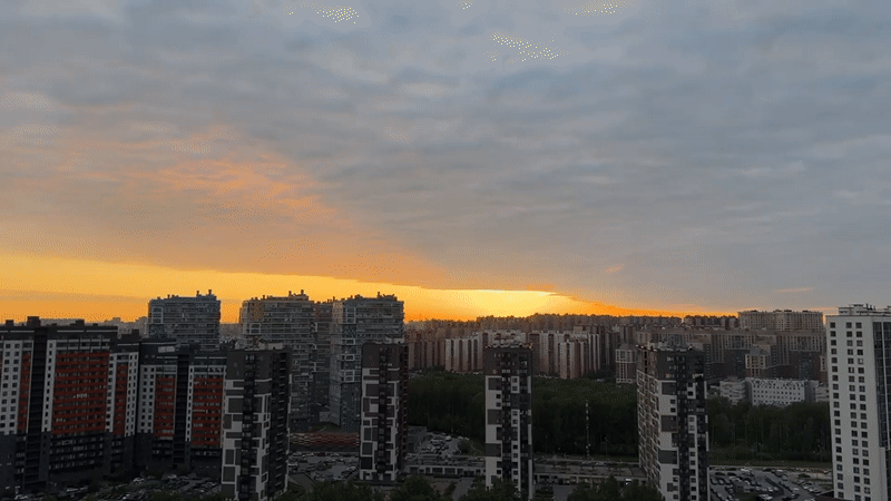 Evening documentation of residential scenes in Kudrovo, Russia