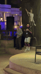 Tourists take selfies on ornate staircase in Sharm El Sheikh