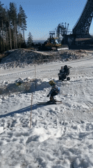 Spring skiing operations documented at Russian mountain facility