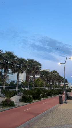 Evening pedestrian stroll captured in modern Sirius district