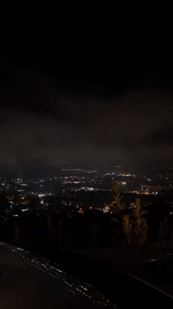 Nighttime cityscape views captured in Blagoevgrad during evening hours