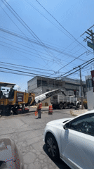 Evening road construction underway in Puebla, Mexico