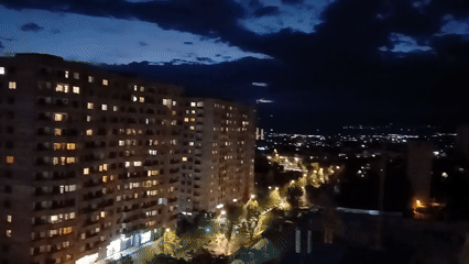 Night cityscape captured in panoramic video footage