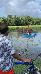 Decorated boats, temple, traffic captured in Thihagoda Sri Lanka
