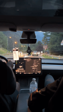 Behind the wheel in Chamonix, navigation app running