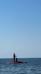 Paddleboarding and sailing on a quiet Adriatic morning