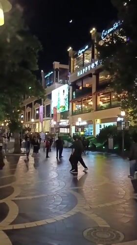 Evening foot traffic on busy Baku promenade