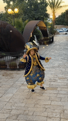 Costumed street performers entertain crowds in Tel Aviv historic district