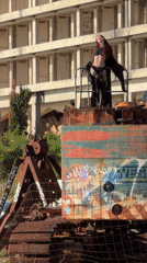 Woman photographed at industrial site in coastal Montenegro