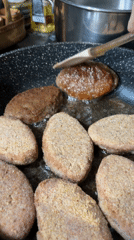 Home cooking documented in Chaykovsky: patties frying, dumplings prepared