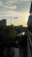 Evening canal walk captured in overhead footage in London