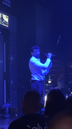 Live stage performance under blue lights in Nesebar, Bulgaria