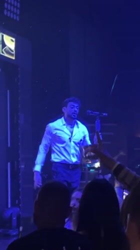 Live stage performance under blue lights in Nesebar, Bulgaria