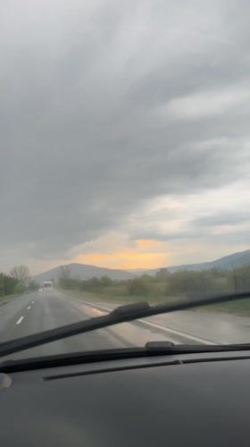 Rainy weather recorded during drive in Konare, Bulgaria