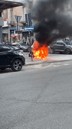 Motorcycle fire reported on Milan street