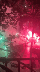 Group ignites flares on Barcelona street Tuesday night