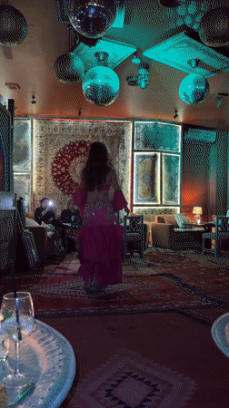 Belly dancers perform at decorated restaurant in Marrakesh