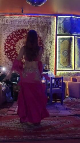 Belly dancers perform at decorated restaurant in Marrakesh