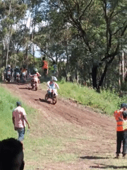 Children's motocross race held on woodland track near Nairobi