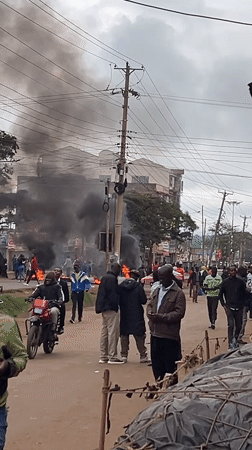 Street unrest with burning tires reported in Nyeri, Kenya