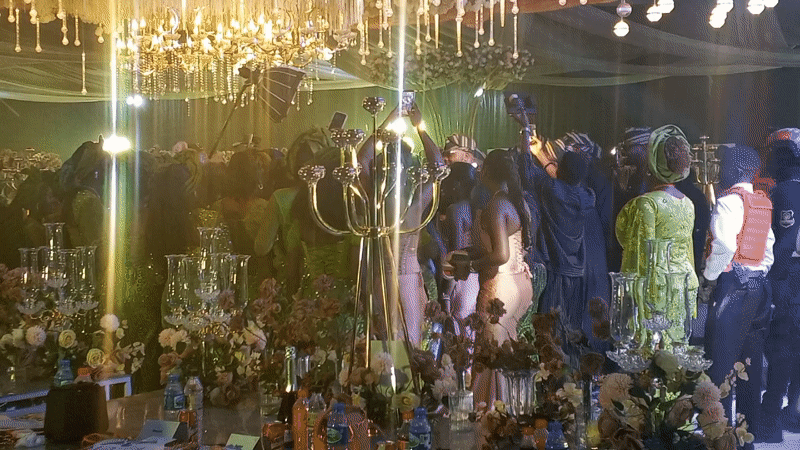 Wedding reception held in Jos, Nigeria with traditional attire