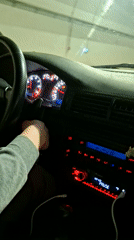 Driver records interior view of car in Gabrovo