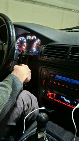 Driver records interior view of car in Gabrovo