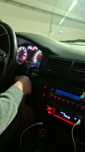 Driver records interior view of car in Gabrovo