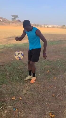 Soccer practice session captured in Nigerian village field
