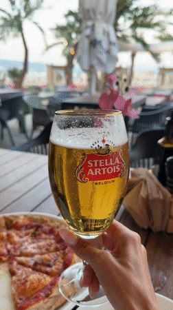 Evening dining captured at Nesebar beachfront restaurant