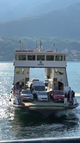 Ferry ADDA carries cars across Lake Como near San Giovanni