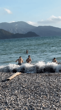 Afternoon beach leisure documented in Fethiye, Turkey