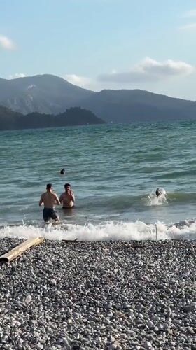 Afternoon beach leisure documented in Fethiye, Turkey