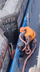 Russian cargo vessel VOLGO-DON 5069 transits canal lock system
