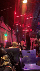 Chess and neon lights on a Nigeria night out