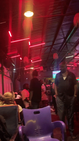 Chess and neon lights on a Nigeria night out