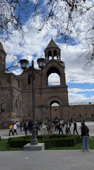 Everyday life documented around historic Armenian church in Vagharshapat