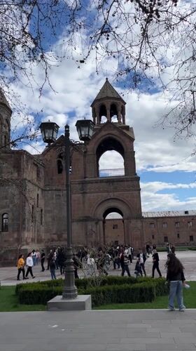 Everyday life documented around historic Armenian church in Vagharshapat