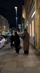 Nighttime scenes captured across Saint Petersburg showing buildings, pedestrians