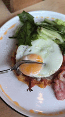 Breakfast at a garden café in Novosibirsk