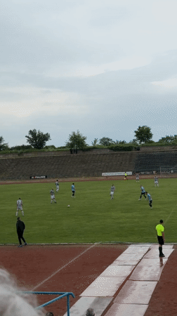 Soccer match played in Svishtov, Bulgaria stadium