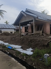 Flood or landslide damage across Meunasah Raya village