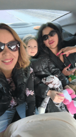 Women and child captured in car backseat moment in Russia