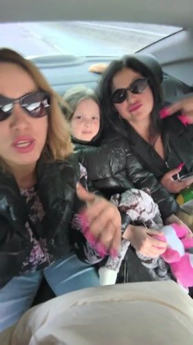 Women and child captured in car backseat moment in Russia