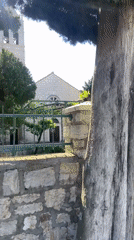 Stone church photographed from multiple angles in Montenegro village