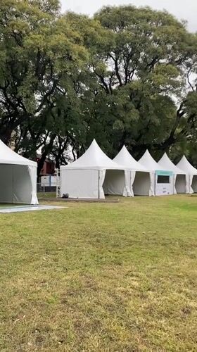 White tents erected on Buenos Aires field